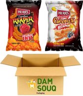 Damsouq® Mixpakket Herr's Pittige Chips Cheese curls Carolina Reaper en Cheestix Carolina Reaper 2x Chips (227Gr + 184Gr)