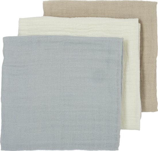 Meyco Baby Uni hydrofiele doeken - 3-pack - offwhite/light grey/sand - 70x70cm