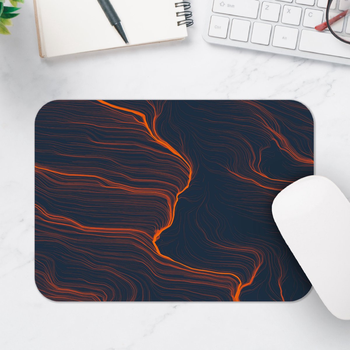 Muismat - Oranje Scheve Lijnen - 25x18 cm - 2 mm Dik - Muismat van Vinyl