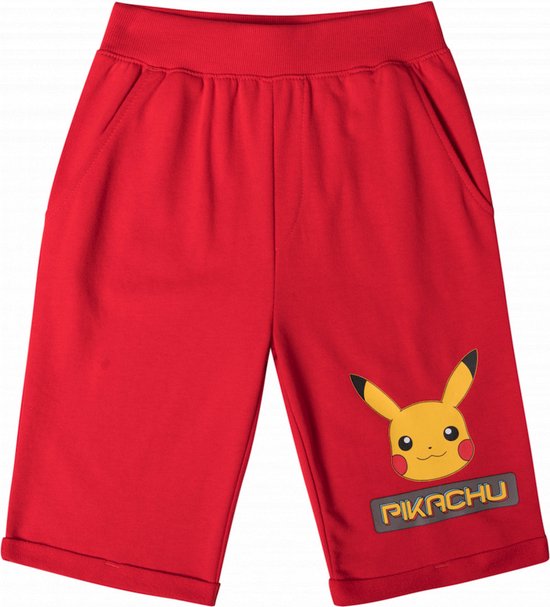 Pokemon jongens short / bermuda / korte broek met Pikachu opdruk, rood, maat 152