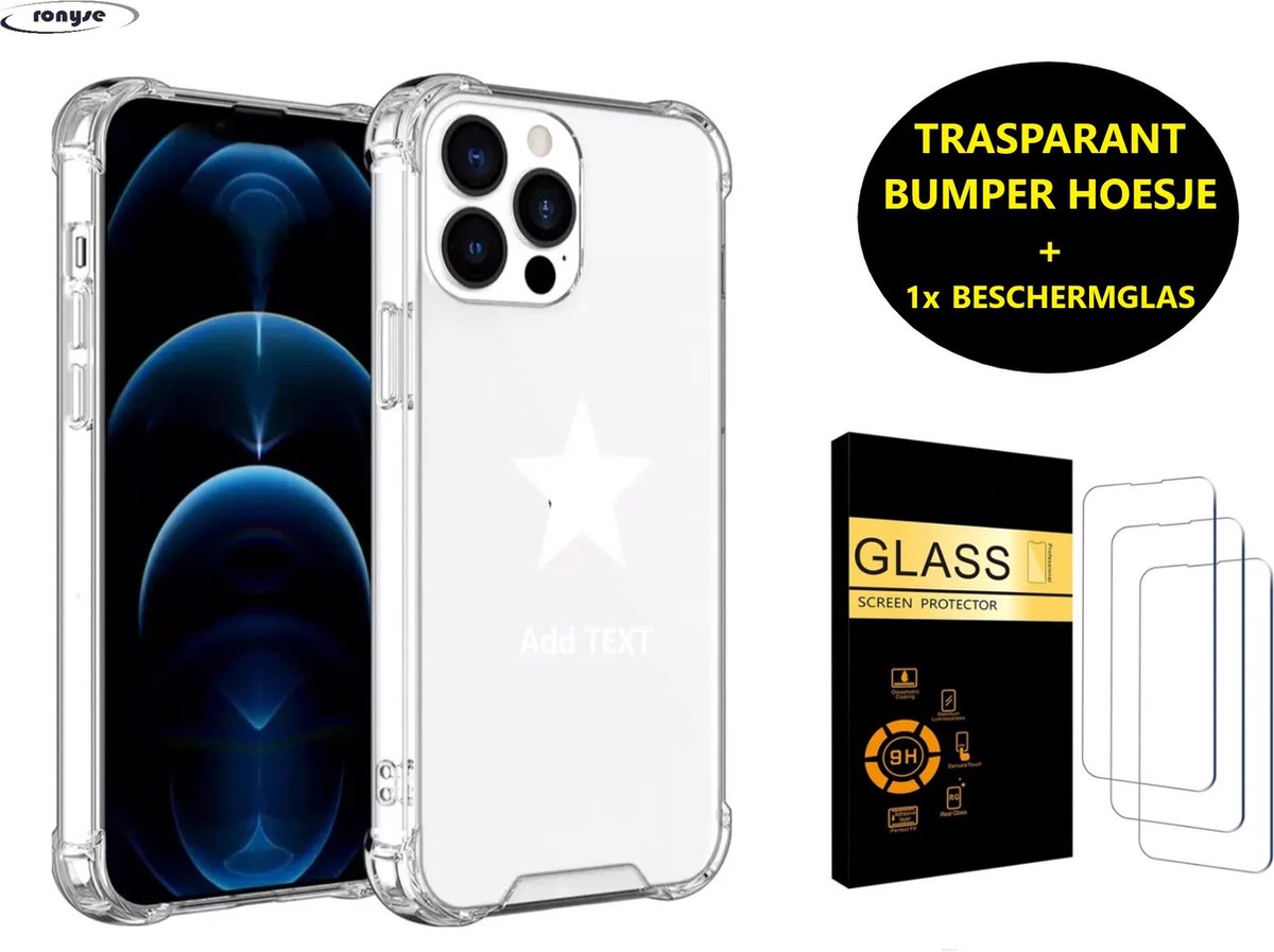 Telefoonhoesje Geschikt voor iPhone 11 Pro Max Transparant Bumper + Screenprotector - Geschikt voor iPhone 11 Pro Max - Glasbescherming & Bumpercase - Phone Case bumper hoesje