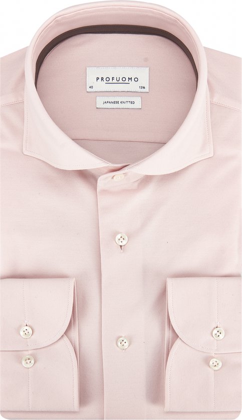 Profuomo - Chemise Japonaise en Tricot Rose - Taille 38 - Coupe Slim