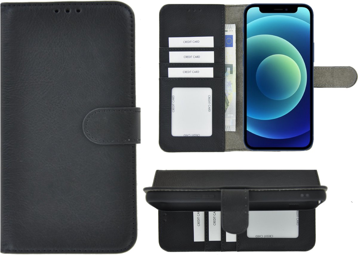 Hoesje Geschikt voor iPhone 13 - iPhone 13 Book Case Wallet Zwart Cover