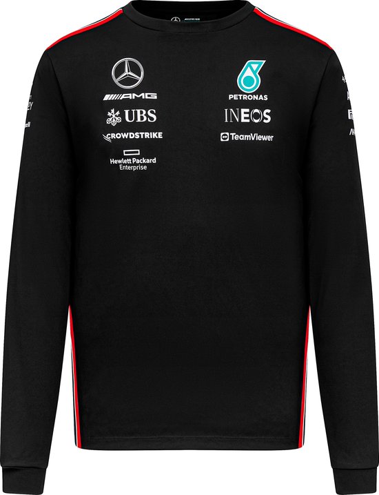 Mercedes Longsleeve Teamline T-shirt zwart 2023 - S - Lewis Hamilton - George Russel - Formule 1