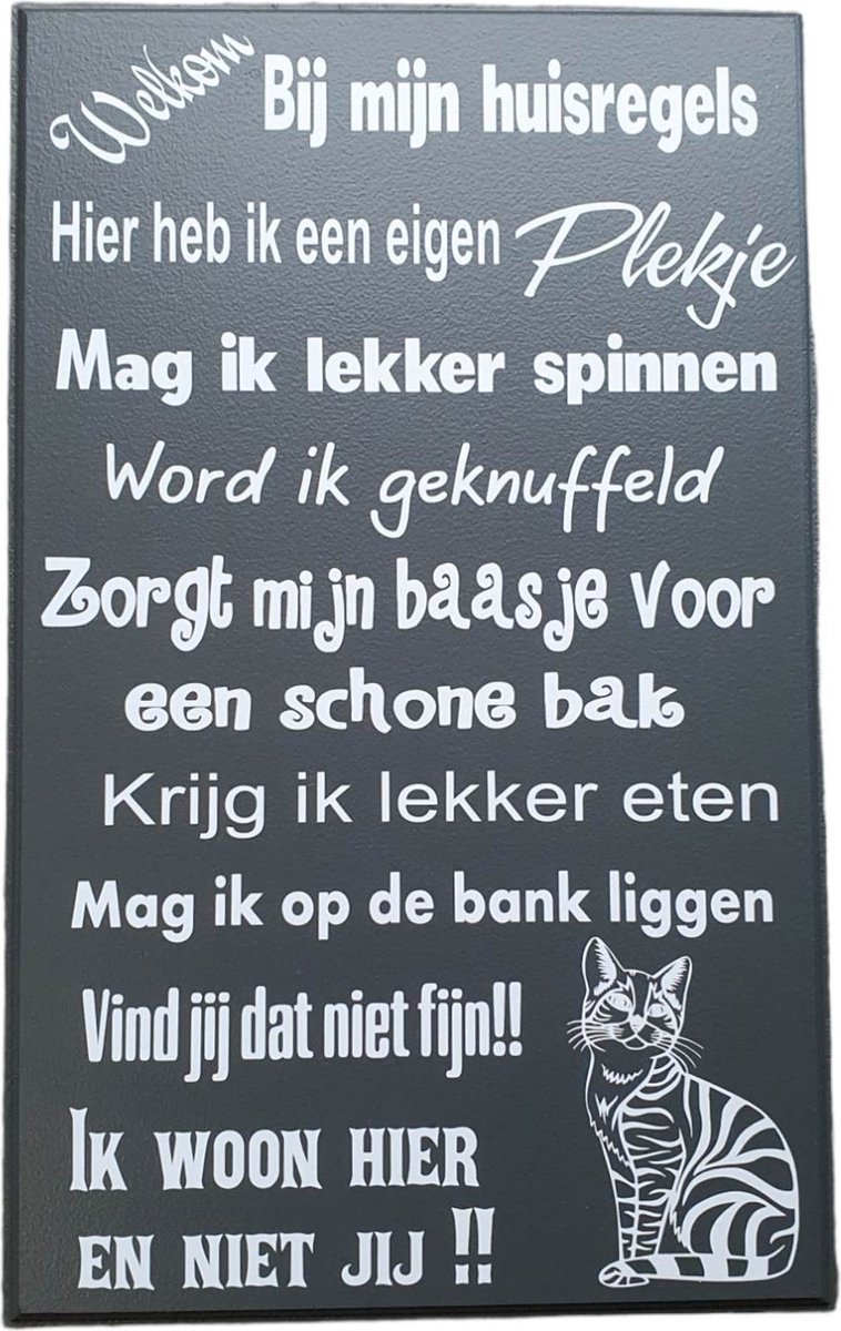 SUPERDANT Metalen bord met zwarte kat I'M Fine Tin Sign
