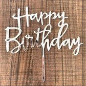 Akyol - Happy Birthday cake topper - taart topper - cake topper - Zilver - Happy Birthday - Taartdecoratie - taart prikker - cake prikker - prikker - party - feest