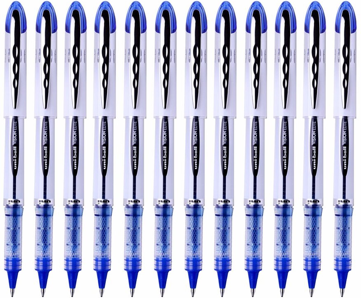 Liquid ink ballpoint pen Uni-Ball Vision Elite UB-200 Blauw 12 Stuks