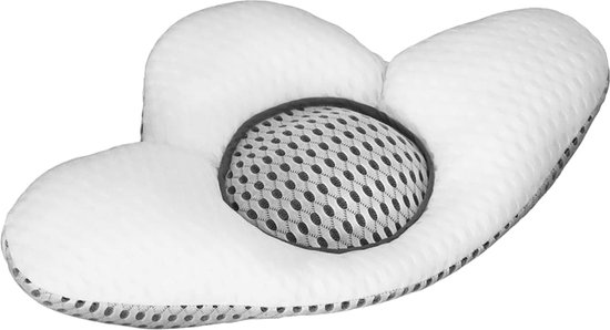 Konbanwa pillow Back Support Deluxe Lumbar Cushion - Ergonomic Cushion - Back Support Pillow - Height Adjustable - Back Cushion Grey and White