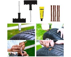 Reparatie set voor autobanden | Lekke band | Band repareren | Bandenreparatieset | Prop reparatiekit | Fiets | Scooter | Caravan | Lekke Band Snel Plakken
