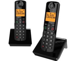 Huistelefoon S280 Duoset Dect Senioren telefoon voor de vaste lijn zwart met nummer weergave en ongewenste beller blokkeren
