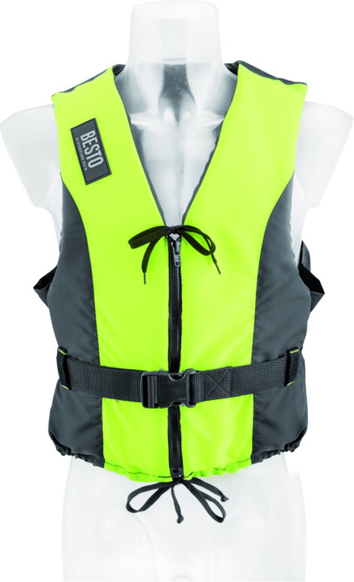 Besto Dinghy zipper 50N zwemvest - Geel/zwart - M