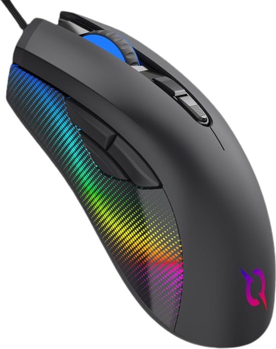 AQIRYS Phoenix Gaming Muis – RGB Verlichting – 12.000 DPI – 8 Programmeerbare Knoppen – Ergonomisch Rechtshandig – 1000 Hz Polling Rate – Bedraad – Zwart