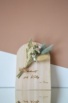 2 Wenskaarten, gepersonaliseerde houten kaart met droogbloemen, bloemenkaartje, gepersonaliseerd geschenk/cadeau, mama, meter, verjaardag, huwelijk, geboorte