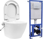vidaXL - Hangend - toilet - randloos - met - verborgen - stortbak - keramiek - wit