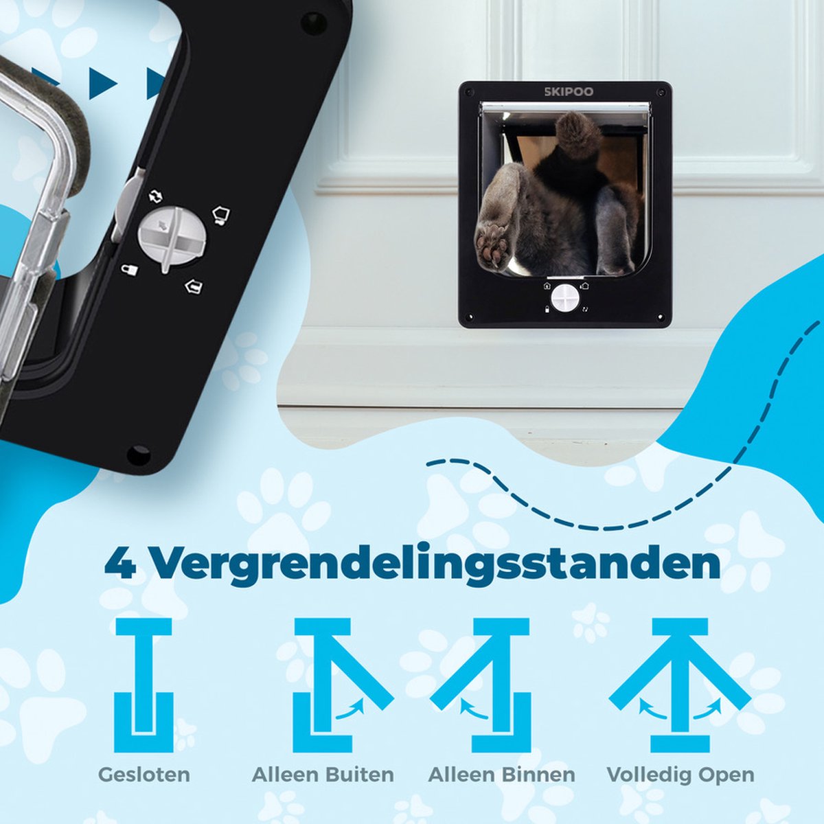 Skipoo Kattenluik met Tunnel – 4 Standen, Zwart (Grote Kat) thumbnail 6