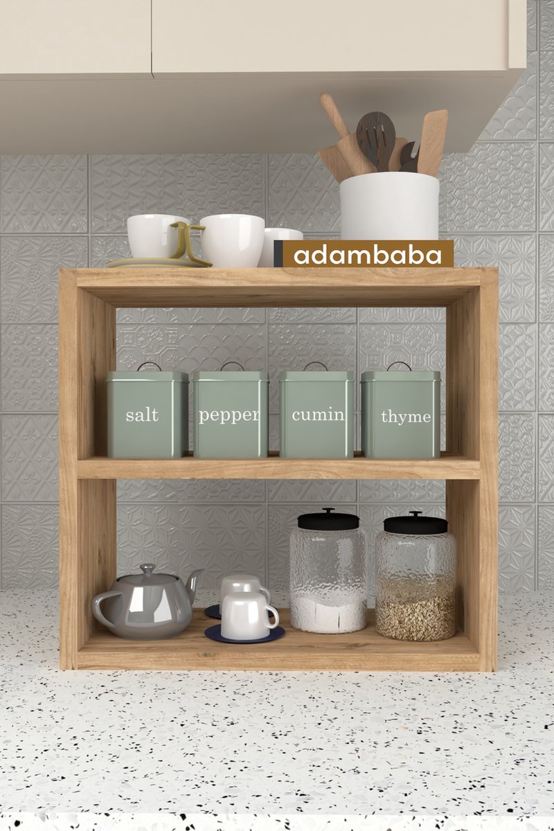 Adambaba - 3 Tier Kruidenrek - 3 Tier Aanrechtblad - Kruidenhouder 3 Tier - Kruidenrek - Kruidenopberger - Kruidenopslag - Pijnboom - 43,5x20x40 cm.