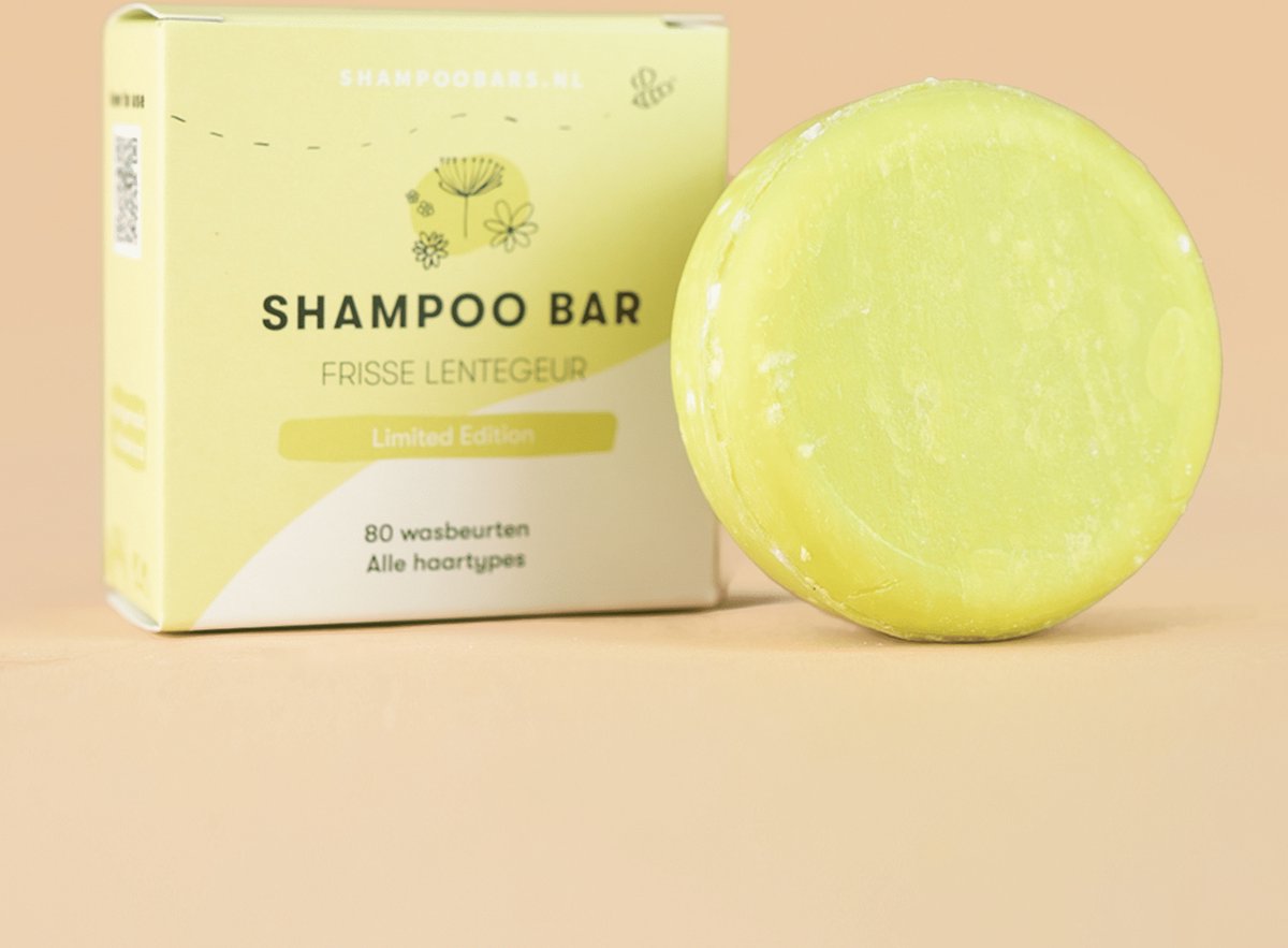 Shampoo Bar Frisse Lentegeur | Handgemaakt in Nederland | SLS- & SLES-vrij | Dierproefvrij | Plasticvrij | Vegan | 100% biologisch afbreekbare verpakking