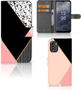 GSM Hoesje Nokia G60 Bookcase Black Pink Shapes