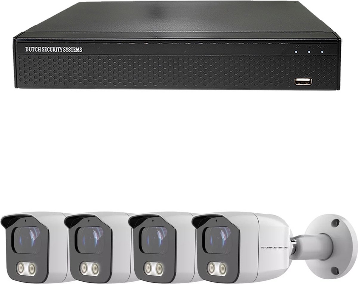 Draadloze Camerabeveiliging - Sony 5MP - 2K QHD - Set 4x Bullet - Wit - Binnen & Buiten - Met Nachtzicht - Incl. Recorder & App