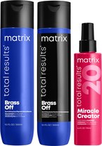 Matrix Brass Off Shampoing 300 ml & Après-Shampoing 300ml & Miracle Creator Spray 190ml – Lot de produits