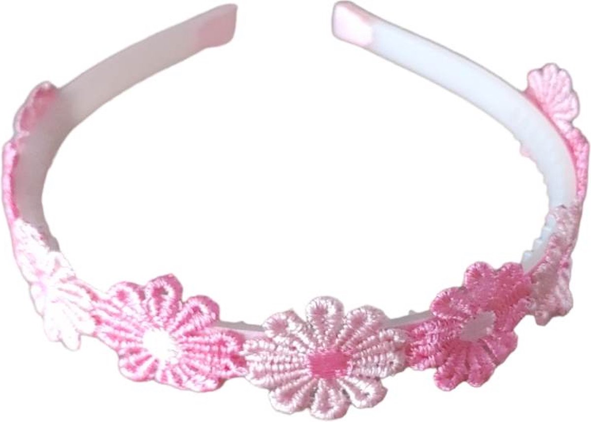 Diadeem Meisjes met Madeliefjes - Communie - Lentefeest - Haaraccessoires - Roze