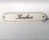 Emaille deurbordje naamplaatje Keuken - 11 x 2,7 cm Klassiek NP-KS-S2 Schuinschrift