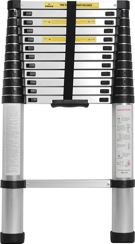 Tubiaz 3,2 m aluminium telescopische ladder met 2 afneembare