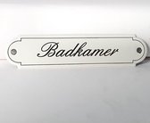 Emaille deurbordje naamplaatje Badkamer - 11 x 2,7 cm Klassiek NP-KS-S2 Schuinschrift