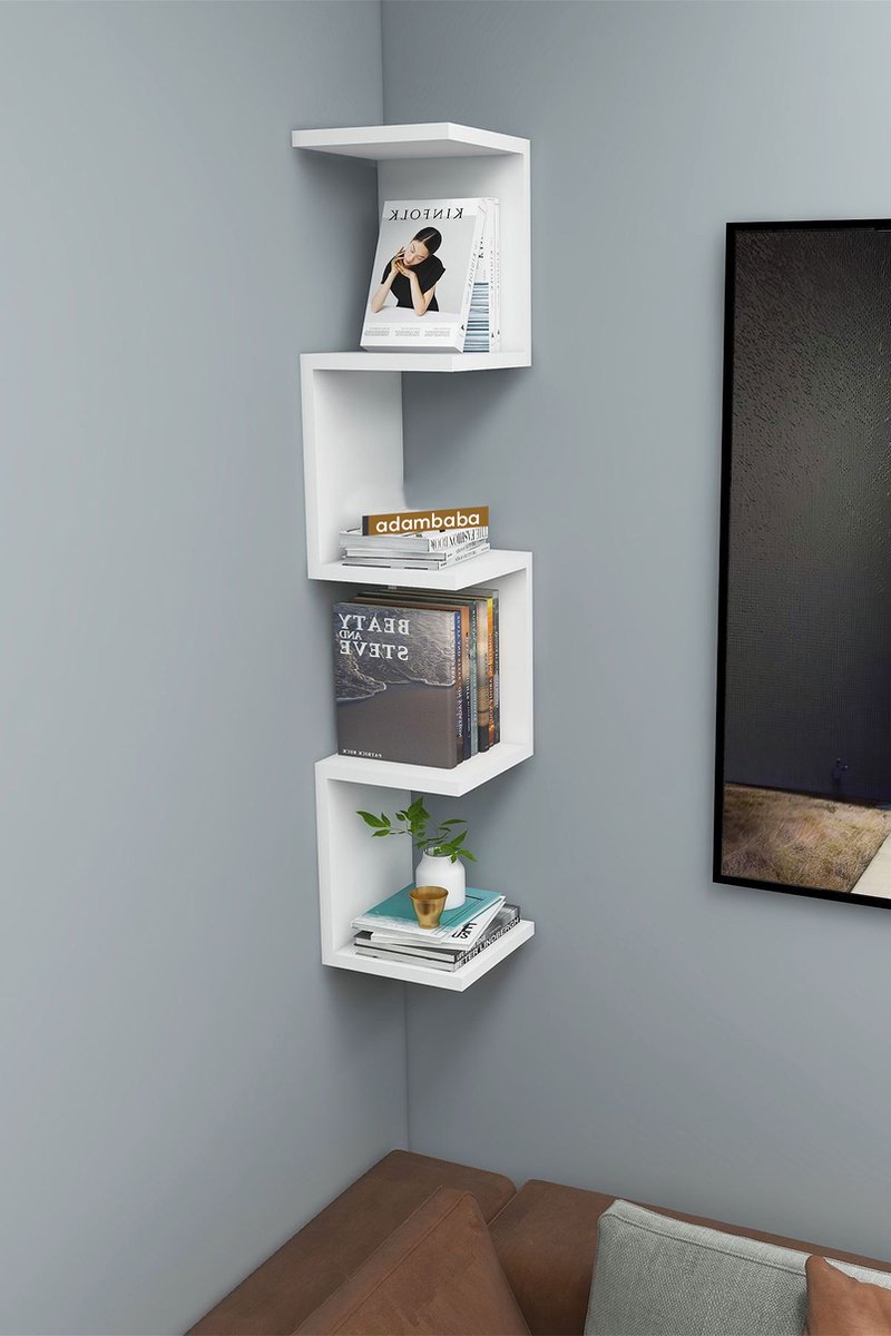Eckregal Wandregal Bücherregal 5 Ebenen Küchenregal Hängeregal Holz VASAGLE