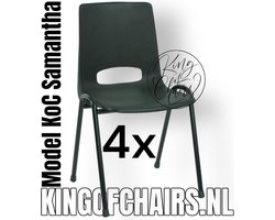 King of Chairs -Set van 4- Model KoC Samantha zwart met zwart onderstel. Stapelstoel kuipstoel vergaderstoel tuinstoel kantine stoel stapel stoel kantinestoelen stapelstoelen kuipstoelen arenastoel De Valk 3320 bistrostoel schoolstoel bezoekersstoel