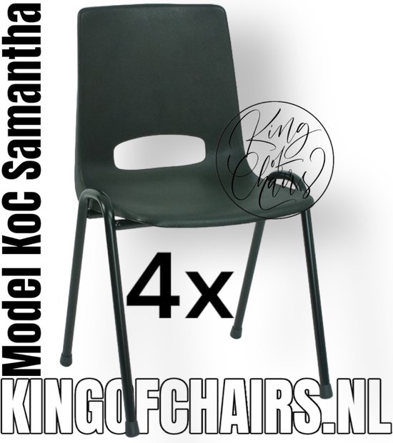King of Chairs -Set van 4- Model KoC Samantha zwart met zwart onderstel. Stapelstoel kuipstoel vergaderstoel tuinstoel kantine stoel stapel stoel kantinestoelen stapelstoelen kuipstoelen arenastoel De Valk 3320 bistrostoel schoolstoel bezoekersstoel
