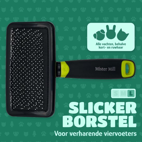 Mister Mill Professionele Slicker L 12 cm - Hondenborstel - Kattenborstel - Hondenkam - Kattenkam