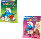 2 x Kleurboek van de Smurfen - met stickers - Los Pitufos Super Color - Libro Divo - 28x21cm