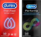 Durex - 20 Condooms - Thin Feel Extra Lube 10st - Performa 10st