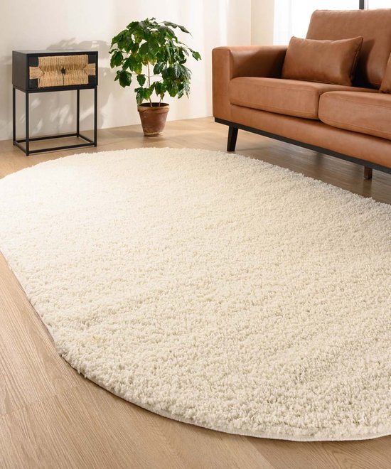 Grand tapis ovale couleur unie