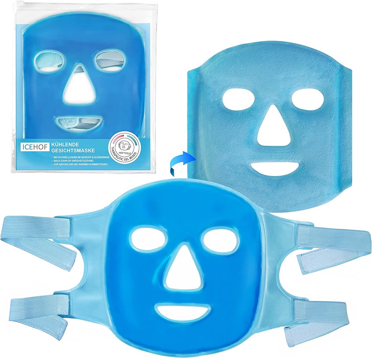 Verkoelend masker gezicht met klittenbandsluiting, aan beide zijden te  gebruiken... | bol.com