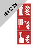 Bord met 3 pictogrammen brandveiligheid | 18 x 52 cm | 3-in-1 | Brandblusser | Brandhaspel | Brandalarm | Drukknop | Noodgevallen | Haspel | Brandweer | Brand | Pompiers | Noodgeval | Noodsituatie | SOS | 1 mm | 1 stuk