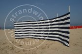 Strand Windscherm Marine Blauw - Wit - 5 meter Sterk Dralon met 2 Delige Houten Stokken 180 cm - Inclusief houten hamer