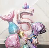 Zeemeermin ballon - 5 jaar - 33 Stuks - Mermaid - De Kleine Zeemeermin / The little Mermaid - Verjaardag versiering - Kinderfeestje Zeemeermin -- Helium ballon - Feestpakket