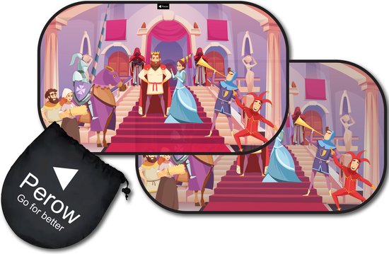 Perow - Zonnescherm Auto - Prinsessen – UV Protectie – Zonnescherm auto kind - Baby - Set van 2