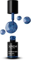 XFEM UV/LED Hybrid Gellak 6ml. Orion #0170 - Blauw, Glitter - Glitters - Gel nagellak