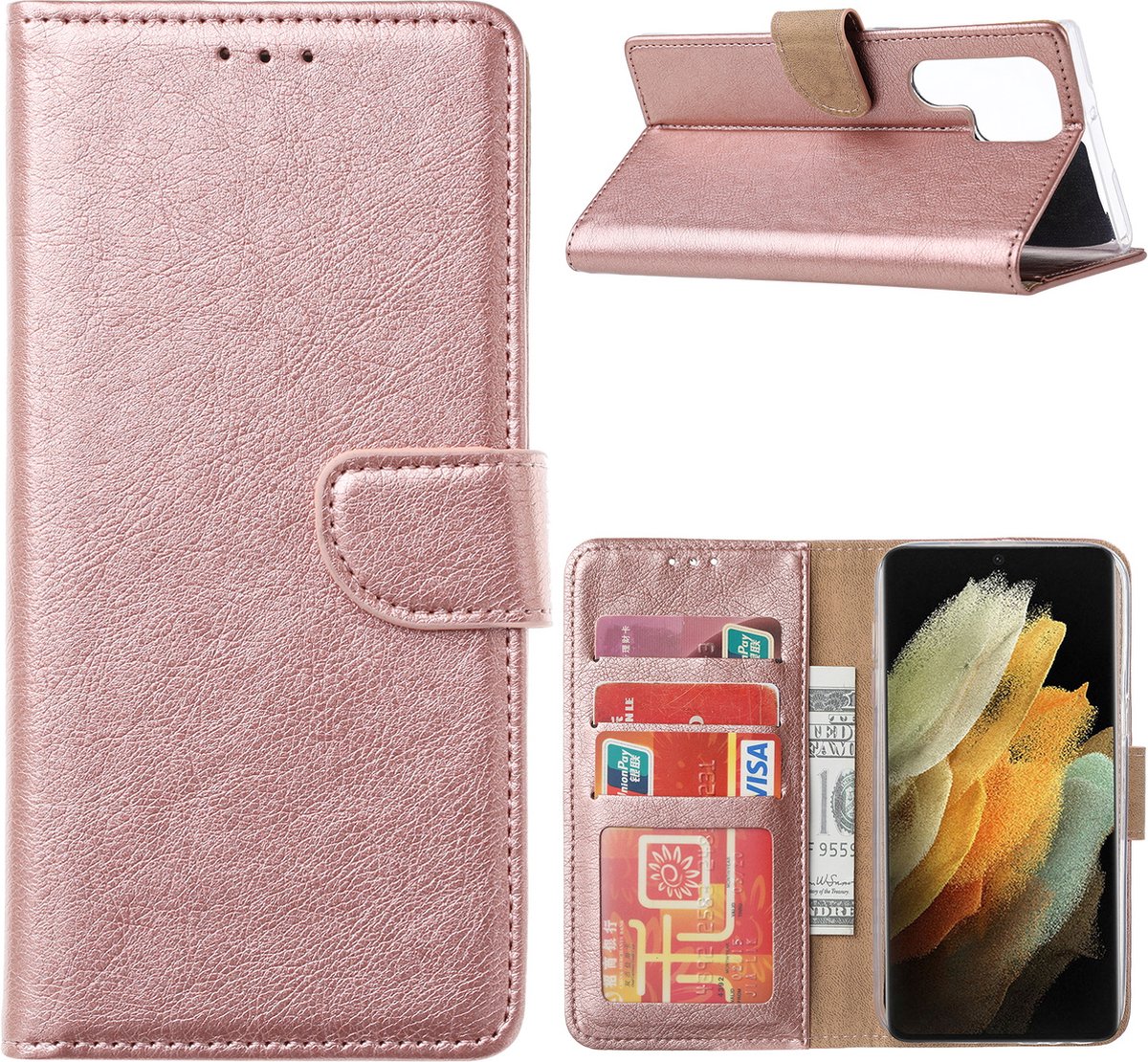 Cityhoesje-Bookcase incl. Pasjeshouder geschikt voor Samsung S23 Ultra