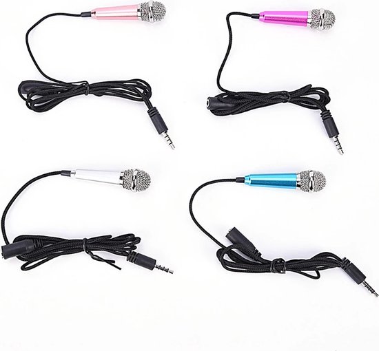 Mini Microfoon Zilver - Telefoon Microfoon - Voor Android & iOs - Draagbare Microphone - Karaoke - Opnemen Studio - 3.5mm - Te Combineren Met Audio - Kids Sjop