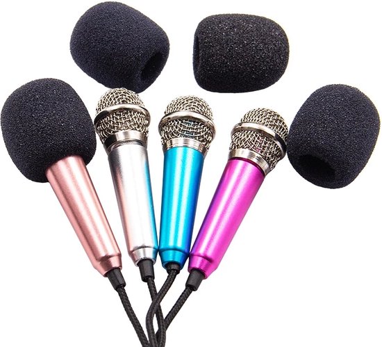 Mini Microfoon Zilver - Telefoon Microfoon - Voor Android & iOs - Draagbare Microphone - Karaoke - Opnemen Studio - 3.5mm - Te Combineren Met Audio - Kids Sjop
