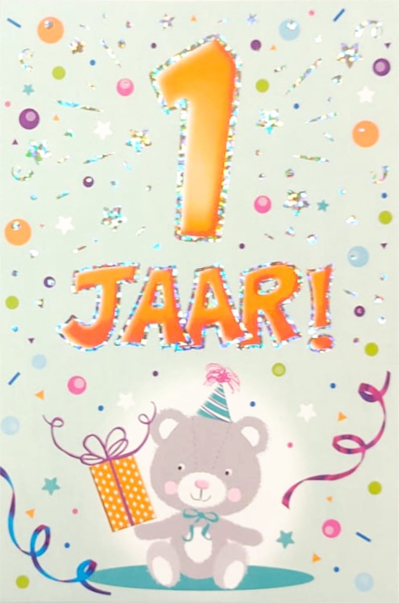 Verjaardagskaart - 1 jaar - Met Envelop - Per Stuk