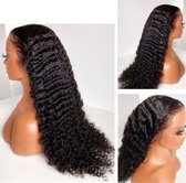 Braziliaanse Remy dames pruik# 26 inch 65,6 cm# 100% Human Hair_ Braziliaanse Deep Curly Pre Geplukt met Baby Haar- - 13x4 lace front wig