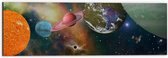 Dibond - Alle Planeten van het Universum vanaf Ruimteschip - 60x20 cm Foto op Aluminium (Wanddecoratie van metaal)