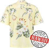 Hawaii Blouse Mannen - Shirt - Hemd - 100% Katoen - Overhemd Heren Korte Mouw - Made in Hawaii "Hibiscus Geel" Maat XL