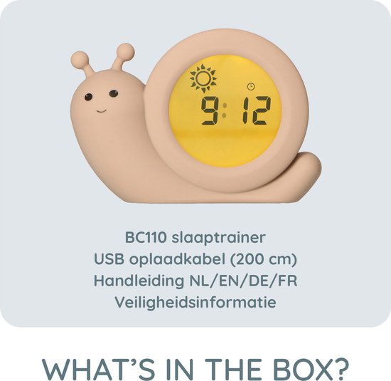 Alecto Baby BC110BE SIMON - Slaaptrainer, nachtlampje en wekker, slak, taupe