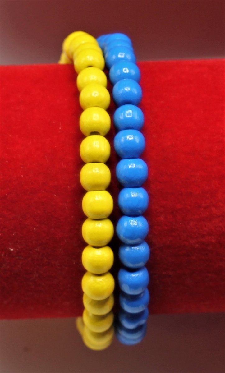 SoulCats Set van 6 houten kralen armbanden met elastiek, parelgrootte ca. 8 mm in de kleuren: natuur, lichtbruin, bruin, zwart, roodbruin en crème